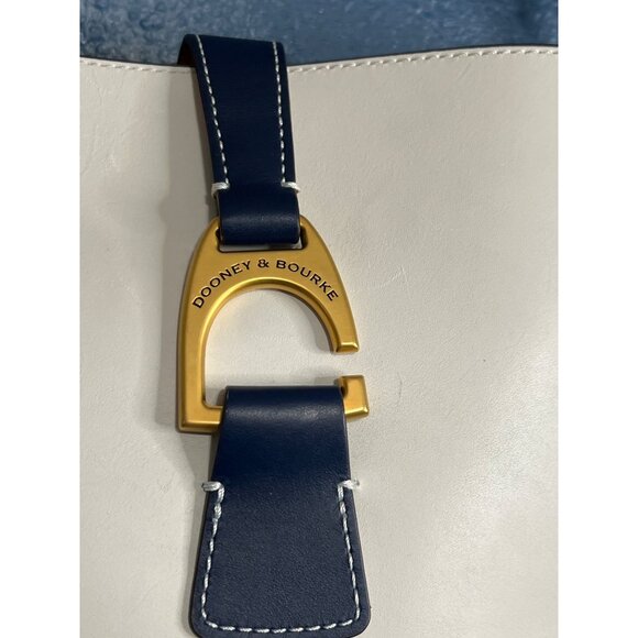 Dooney & Bourke Blue & White Leather Bucket Shoulder Bag - Picture 3 of 13